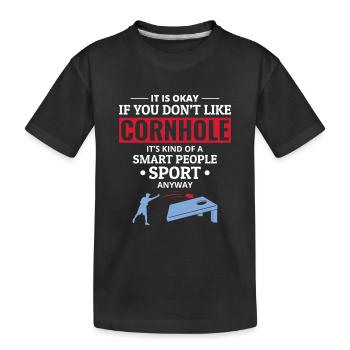 Cornhole Bean Bag Toss Outdoor Rasen Spiel Lustig - Kinder Premium Bio T-Shirt - Schwarz - Vorne