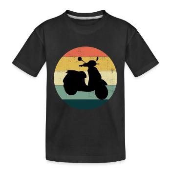 Roller Fahrer Roller Motorrad Vintage Retro - Kinder Premium Bio T-Shirt - Schwarz - Vorne