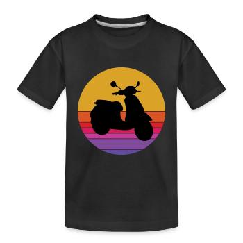 Roller Fahrer Roller Motorrad Vintage Retro - Kinder Premium Bio T-Shirt - Schwarz - Vorne