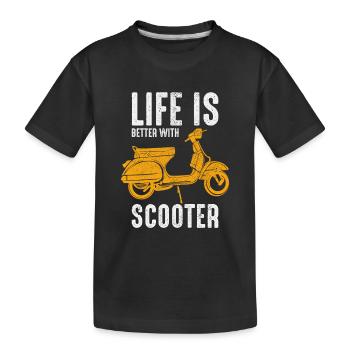 Roller Fahrer Scootering Motorrad Moped Lustig - Kinder Premium Bio T-Shirt - Schwarz - Vorne