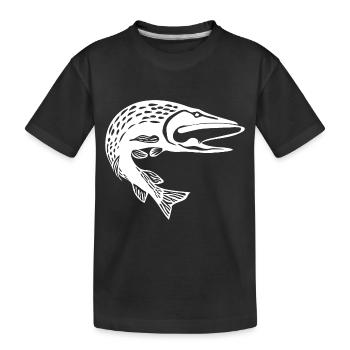 Jumping pike motif for pike anglers - Kids' Premium Organic T-Shirt - black - Front