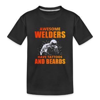 Schweißen Schweißer Metallkonstruktion Tattoos Bärte - Kinder Premium Bio T-Shirt - Schwarz - Vorne