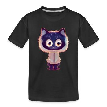 Chat renard avec pull - T-shirt bio Premium Enfant - noir - Devant