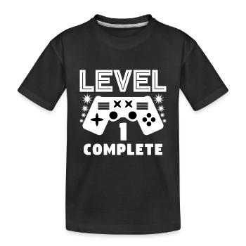 Level 1 complete 1 Geburtstag Spielkonsole - Kinder Premium Bio T-Shirt - Schwarz - Vorne