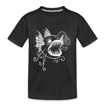 Frogfish with bulb with flowers - Kids' Premium Organic T-Shirt - black - Front
