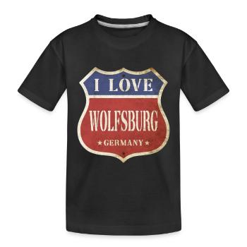 Wolfsburg Allemagne J’aime Vintage Retro Shield - T-shirt bio Premium Enfant - noir - Devant