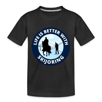 Horse Skijöring Extrem-Wintersport-Skirennen - Kinder Premium Bio T-Shirt - Schwarz - Vorne