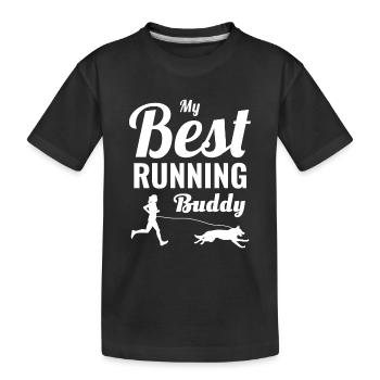 Canicross Trail Running Hund Sport Outdoor Hobby - Kinder Premium Bio T-Shirt - Schwarz - Vorne