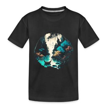 Grotte et rivière - Aquarelle - T-shirt bio Premium Enfant - noir - Devant