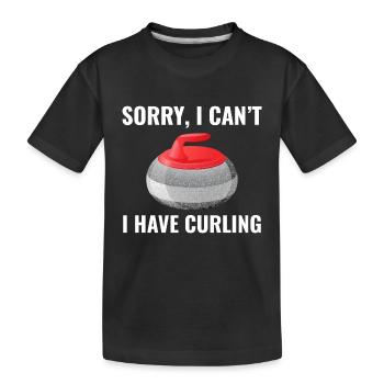 Curling Kehrfächer Winter Eissport Curler Lustig - Kinder Premium Bio T-Shirt - Schwarz - Vorne