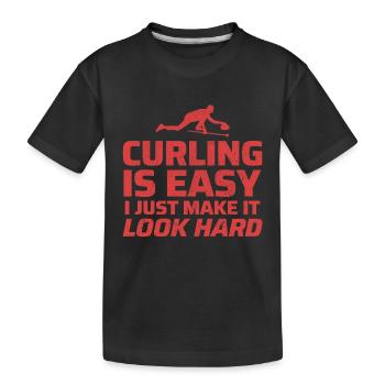 Curling Kehrfächer Winter Eissport Curler Lustig - Kinder Premium Bio T-Shirt - Schwarz - Vorne