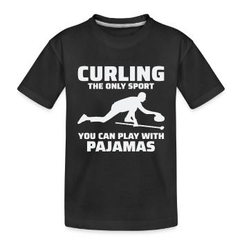 Curling Kehrfächer Winter Eissport Curler Lustig - Kinder Premium Bio T-Shirt - Schwarz - Vorne