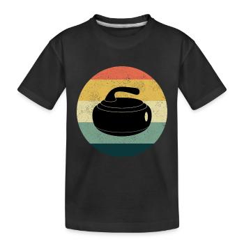 Curling Kehren Winter Eissport Retro Vintage - Kinder Premium Bio T-Shirt - Schwarz - Vorne