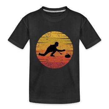 Curling Kehren Winter Eissport Retro Vintage - Kinder Premium Bio T-Shirt - Schwarz - Vorne