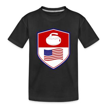 American Flag Curling Team Winter Ice Sport USA - Kinder Premium Bio T-Shirt - Schwarz - Vorne