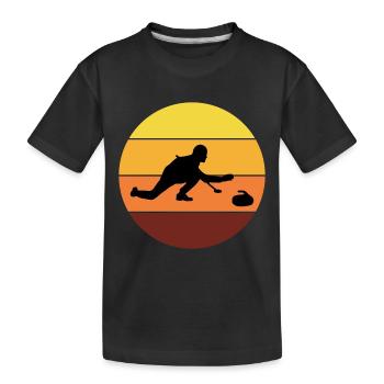 Stone Curling Wintersport 80er Jahre Stil Retro Vintage - Kinder Premium Bio T-Shirt - Schwarz - Vorne
