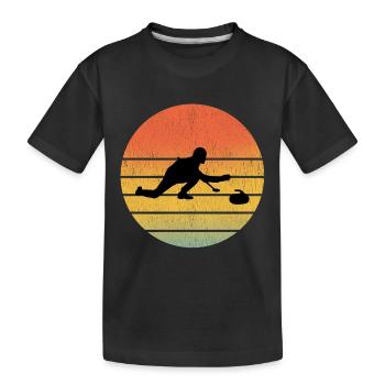 Stone Curling Wintersport 80er Jahre Stil Retro Vintage - Kinder Premium Bio T-Shirt - Schwarz - Vorne