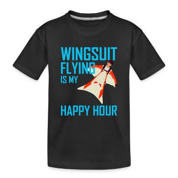 Wingsuit fliegen Base Jumping Fallschirmspringen Wingsuiting - Kinder Premium Bio T-Shirt - Schwarz - Vorne