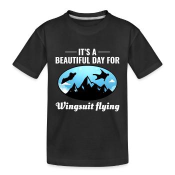 Wingsuit flying Base Jumping Skydiving Wingsuiting - Kids' Premium Organic T-Shirt - black - Front