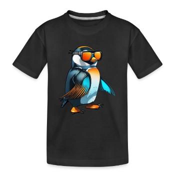 Cool penguin with sunglasses - Kids' Premium Organic T-Shirt - black - Front