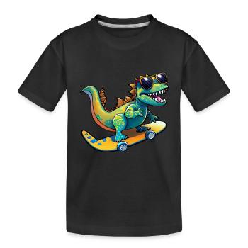 Dino Dinosaur sur skateboard avec lunettes de soleil - T-shirt bio Premium Enfant - noir - Devant