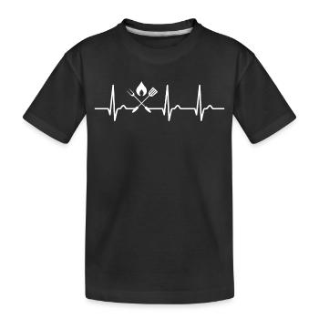 ECG curve - heart curve - grilling - grilling utensils - Kids' Premium Organic T-Shirt - black - Front