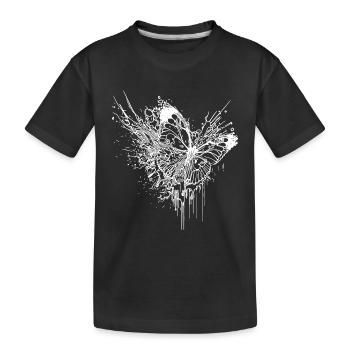 Elegant Butterfly Ink Splash Tattoo Style - Kids' Premium Organic T-Shirt - black - Front