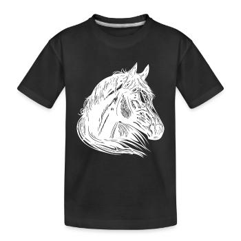 Juments Chevaux Portrait avec une crinière d’une beauté fantastique - T-shirt bio Premium Enfant - noir - Devant