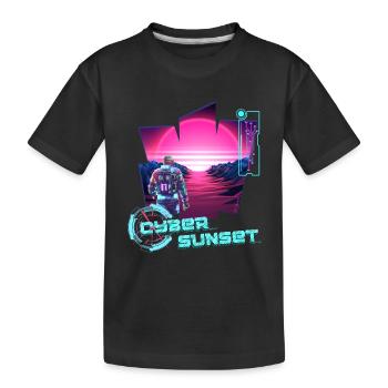 Astronaut Cyber Sunset gradient pink - Futuristic - Kids' Premium Organic T-Shirt - black - Front