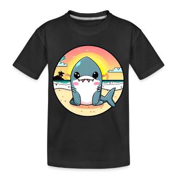 Entspannter Haifisch am Strand - Kinder Premium Bio T-Shirt - Schwarz - Vorne