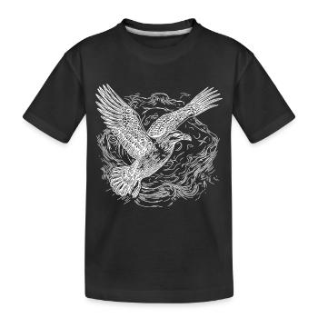Flying seagull over the sea - Kids' Premium Organic T-Shirt - black - Front