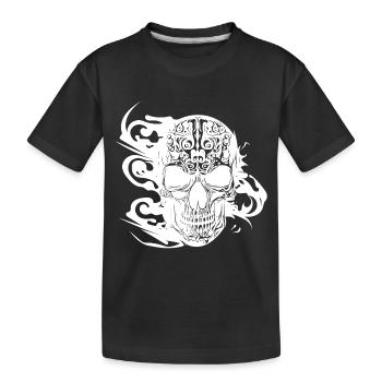 Burning grinning tattoo skull - Kids' Premium Organic T-Shirt - black - Front