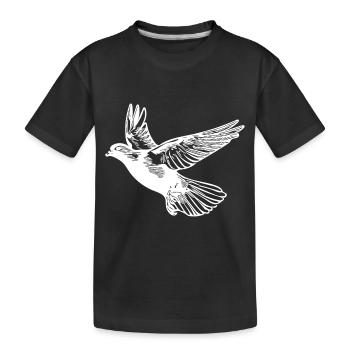 Flying carrier pigeon with large wings - Kids' Premium Organic T-Shirt - black - Front