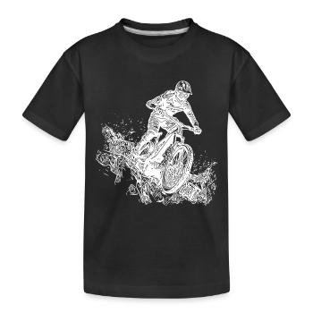 Radfahrer Mountainbiker Regen Schlamm Abfahrt - Kinder Premium Bio T-Shirt - Schwarz - Vorne