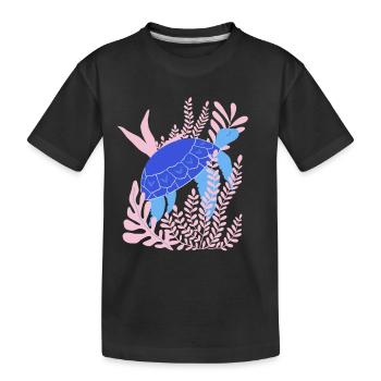 Underwater: turtle - Kids' Premium Organic T-Shirt - black - Front