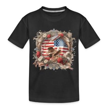 Weißkopfadler Amerika Amerika Fahne Usa - Kinder Premium Bio T-Shirt - Schwarz - Vorne