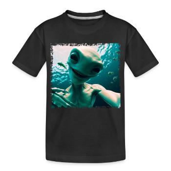 Alien Selfie - Unterwasserabenteuer - Kinder Premium Bio T-Shirt - Schwarz - Vorne