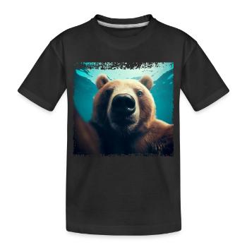Bär Selfie im Unterwasserreich - Kinder Premium Bio T-Shirt - Schwarz - Vorne