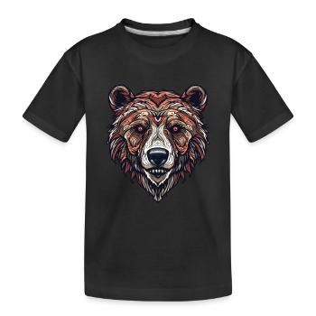 Grizzlybärengesicht - Bahnbrechender Begleiter - Kinder Premium Bio T-Shirt - Schwarz - Vorne