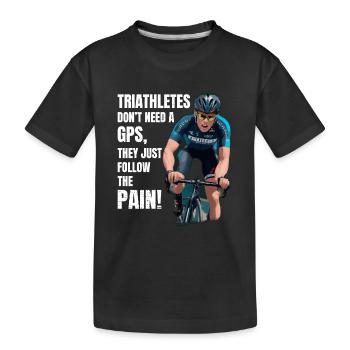 Schwimmen, Radfahren, Laufen, Triathlon, Triathlet, Leichtathletik - Kinder Premium Bio T-Shirt - Schwarz - Vorne