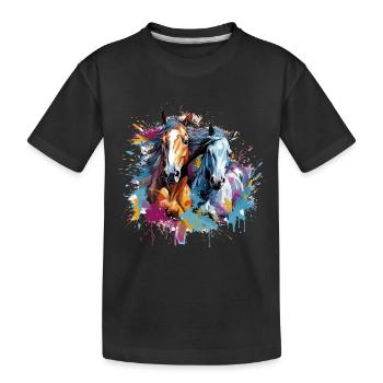 Pferde, Pferde - Kinder Premium Bio T-Shirt - Schwarz - Vorne