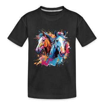 Horses, horses - Kids' Premium Organic T-Shirt - black - Front