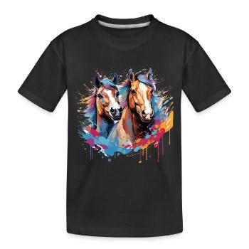 Horses, horses - Kids' Premium Organic T-Shirt - black - Front