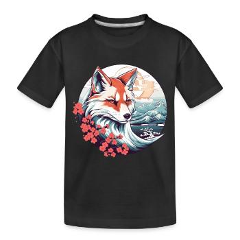 Anime Japan Kitsune Fuchs - Kinder Premium Bio T-Shirt - Schwarz - Vorne