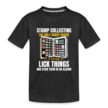Briefmarkensammler Sammler Philatelist - Kinder Premium Bio T-Shirt - Schwarz - Vorne