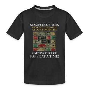 Philately's Delight: Stamp Collectors Unite - Kids' Premium Organic T-Shirt - black - Front