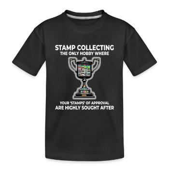 Stamp Collecting Collector Philatelist - Kids' Premium Organic T-Shirt - black - Front