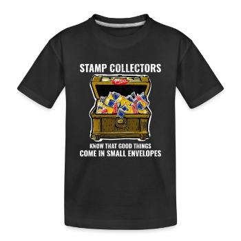 Briefmarkensammler Sammler Philatelist - Kinder Premium Bio T-Shirt - Schwarz - Vorne