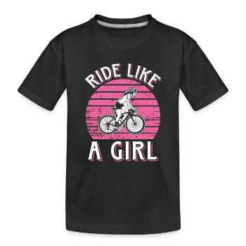 Ride Like A Girl Bike Fahrrad - Kids' Premium Organic T-Shirt - black - Front