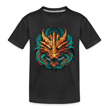 Dragon head sticker design - Kids' Premium Organic T-Shirt - black - Front